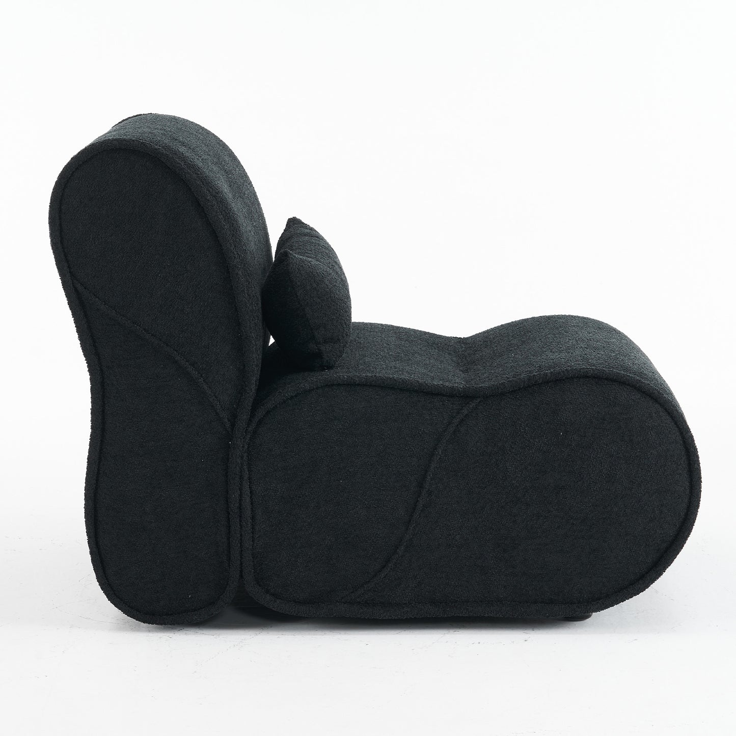 Soft Pellet Velvet Recliner - Comfortable Lounge Chair with Waist Pack Padding, Modern Design, Ideal for Living Room, Bedroom or Office - Black