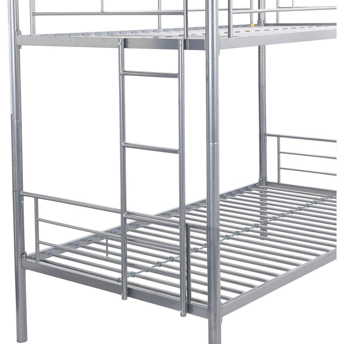 METAL BUNK BED WITH TRUNDLE SILVER