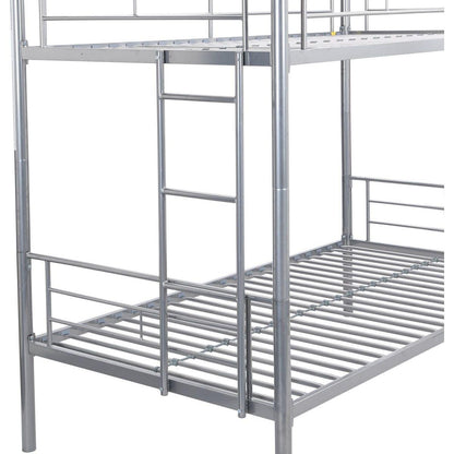 METAL BUNK BED WITH TRUNDLE SILVER