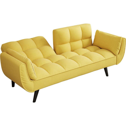57 inch yellow sofa Soft two armrests throw pillow pillow comfortable fit apartment bedroom small space