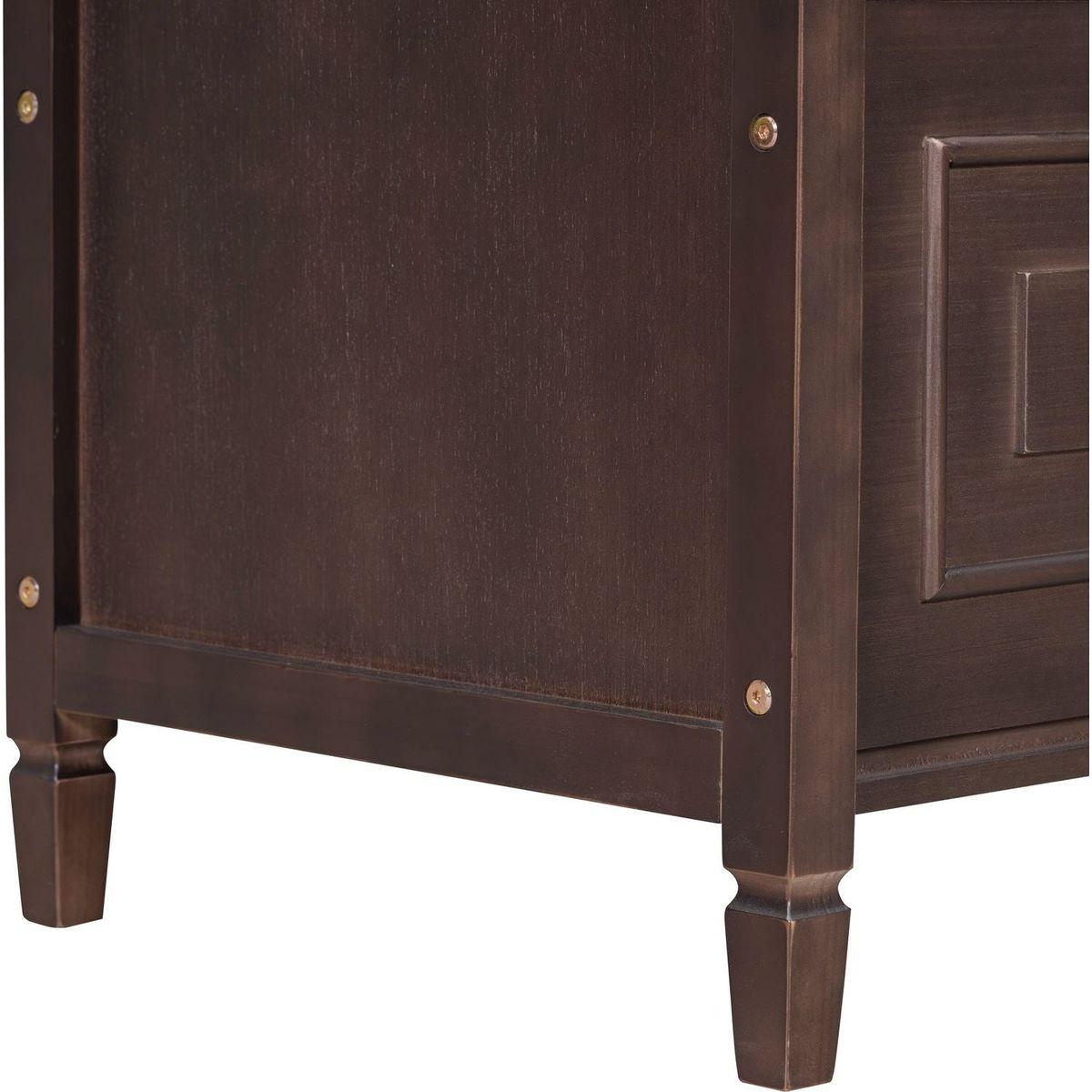 Rustic Style Solid wood Entryway Multifunctional Storage Bench with Safety Hinge (Espresso + Beige)