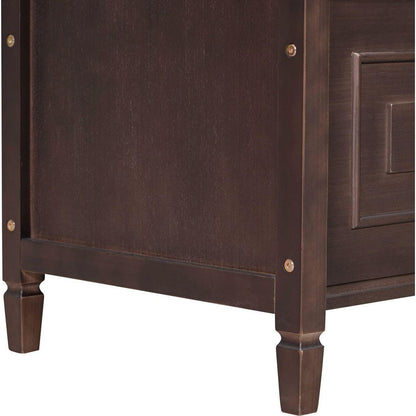 Rustic Style Solid wood Entryway Multifunctional Storage Bench with Safety Hinge (Espresso + Beige)