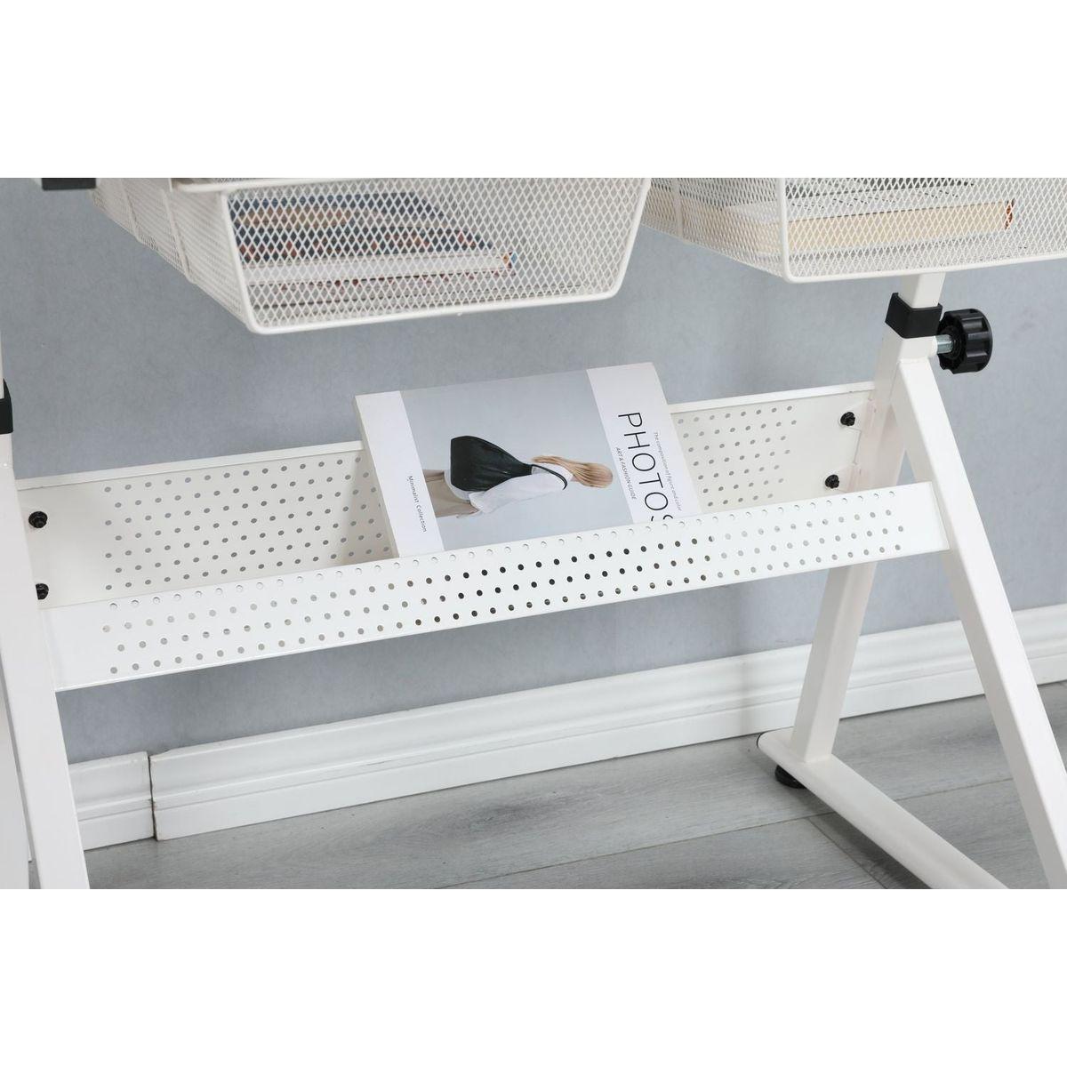 WHITE adjustable tempered glass drafting printing table with chair