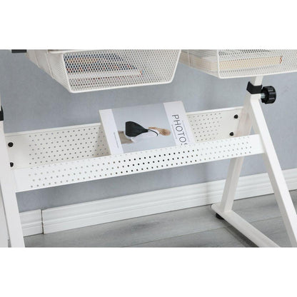 WHITE adjustable tempered glass drafting printing table with chair