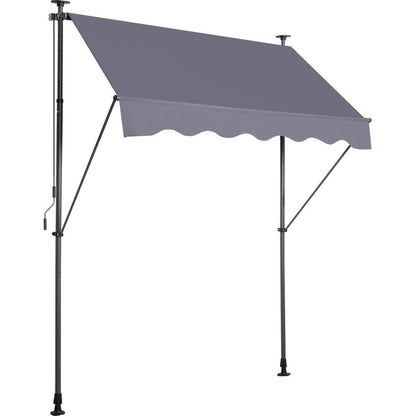 Manual Retractable Awning-78" Non-Screw Outdoor Sun Shade Cover with UV Protection "100% Polyester Made Outdoor Canopy Adjustable Patio Door Window Awning Canopy Sun Shade Curtain for Backyard,Gary