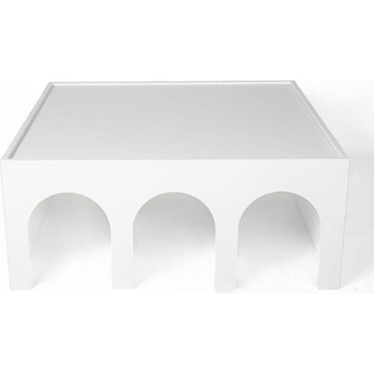 Multifunctional 4-Tier White Book Shelf & Coffee Table for Living Room Bedroom Dining Room Study Entryway, Creative Furniture Floor Bookshelf, Minimalist Organizer Storage Shelves