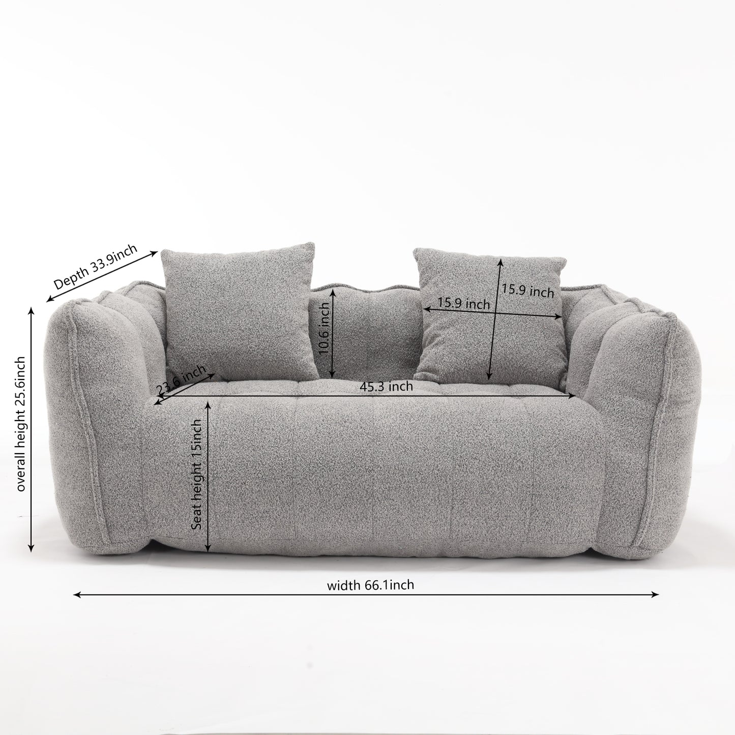 Soft beanbag chair with high resilience foam core for two people. The comfortable square recliner sofa is ideal for family members and friends engaged in games, reading, watching TV