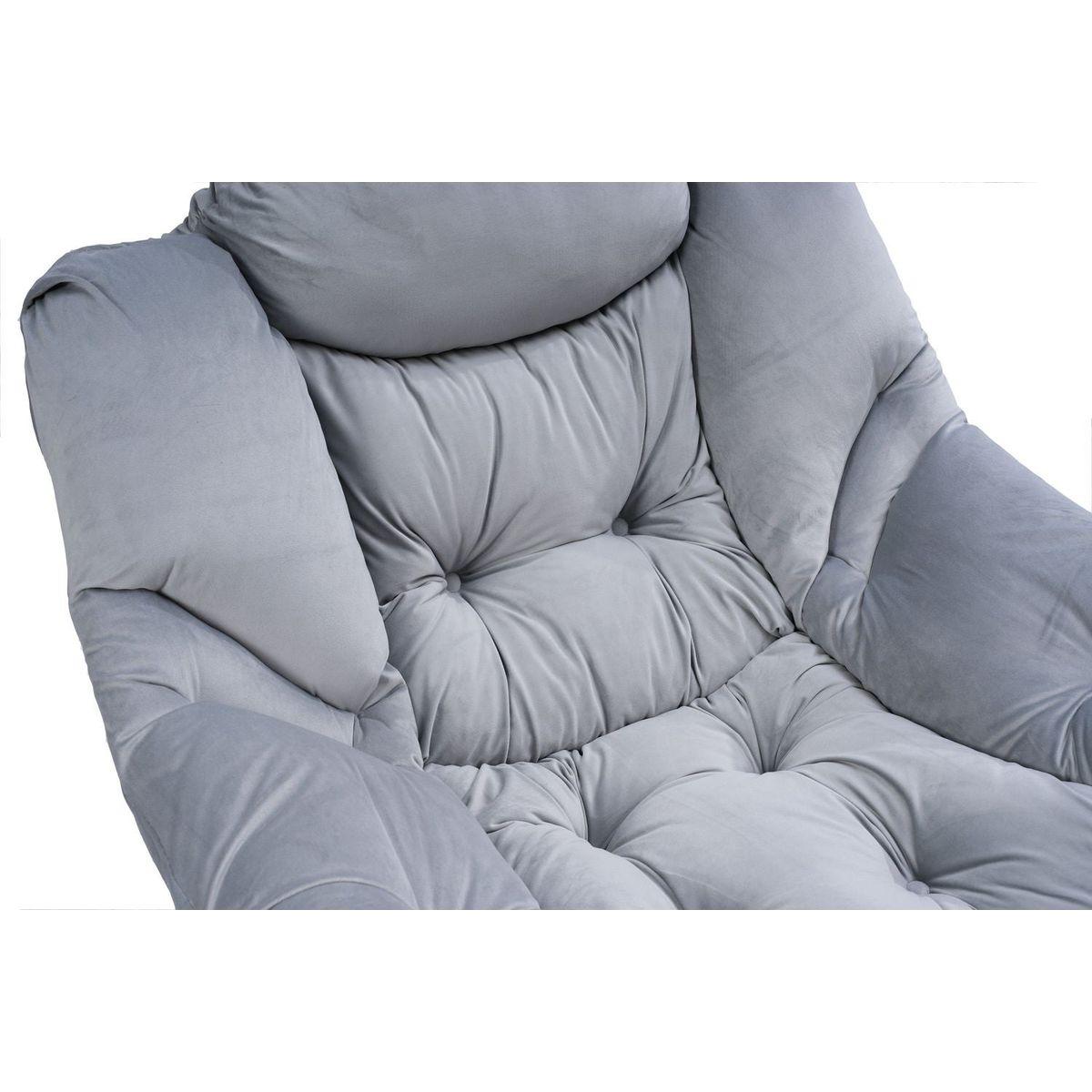 Living Room Chairs Modern Cotton Fabric Lazy Chair, Accent Contemporary Lounge Chair, Single Steel Frame Leisure Sofa Chair with Armrests and A Side Pocket (Light Gray02)