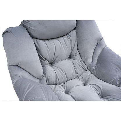 Living Room Chairs Modern Cotton Fabric Lazy Chair, Accent Contemporary Lounge Chair, Single Steel Frame Leisure Sofa Chair with Armrests and A Side Pocket (Light Gray02)