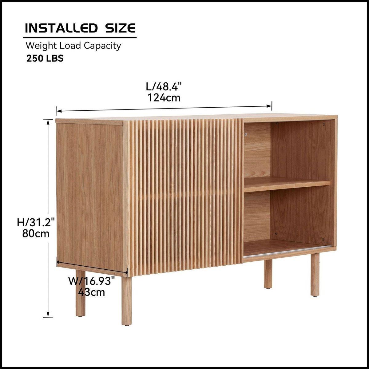 Modern Sideboard with 4 Cabinet, Storage Cabinet, TV Stand, Anti-Topple Design, and Large Countertop