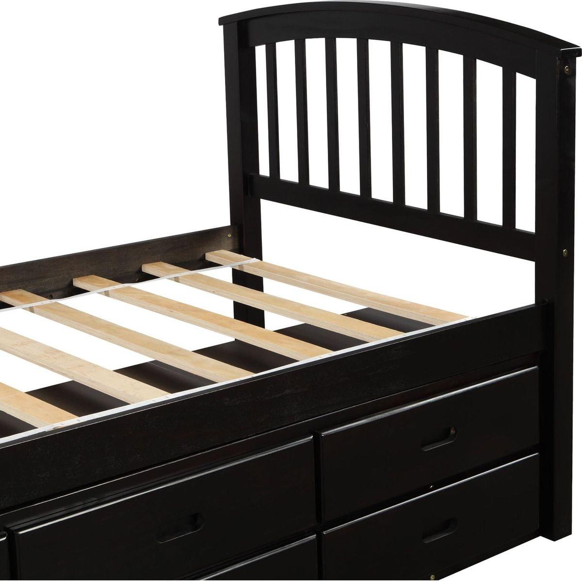 Twin Size Platform Storage Bed Solid Wood Bed with 6 Drawers