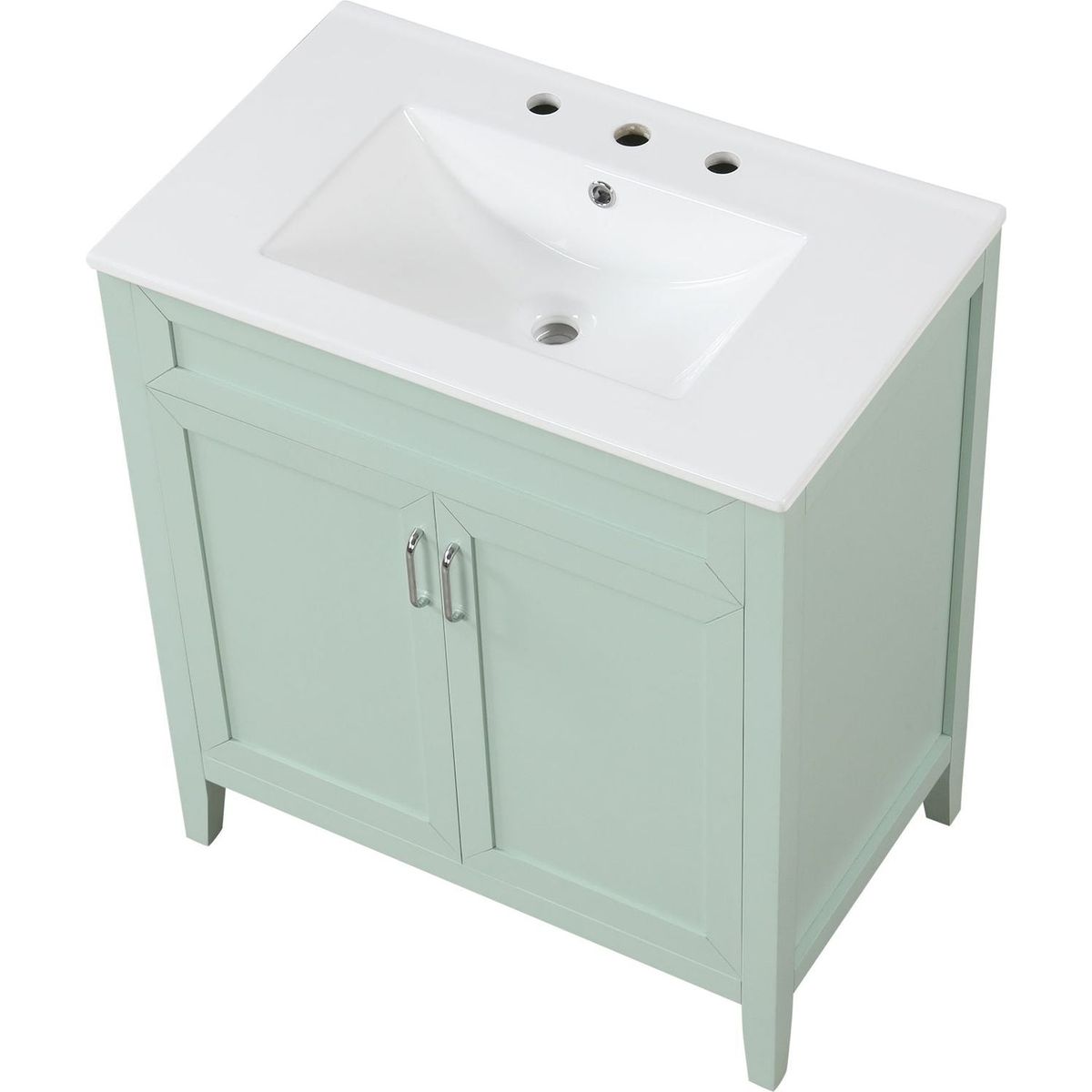 30" Bathroom Vanity with Sink, Multi-functional Bathroom Cabinet with Doors and Drawers, Solid Frame and MDF Board, Green