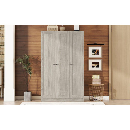 3-Door Shutter Wardrobe with shelves, Gray