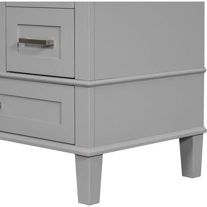 30" Bathroom Vanity, Modern Bathroom Cabinet with Sink Combo Set, Bathroom Storage Cabinet with a Soft Closing Door and 3 Drawers, Solid Wood Frame(Grey)