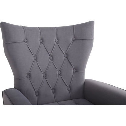 Modern Accent Chair with Ottoman, Comfy Armchair for Living Room, Bedroom, Apartment, Office (Grey)