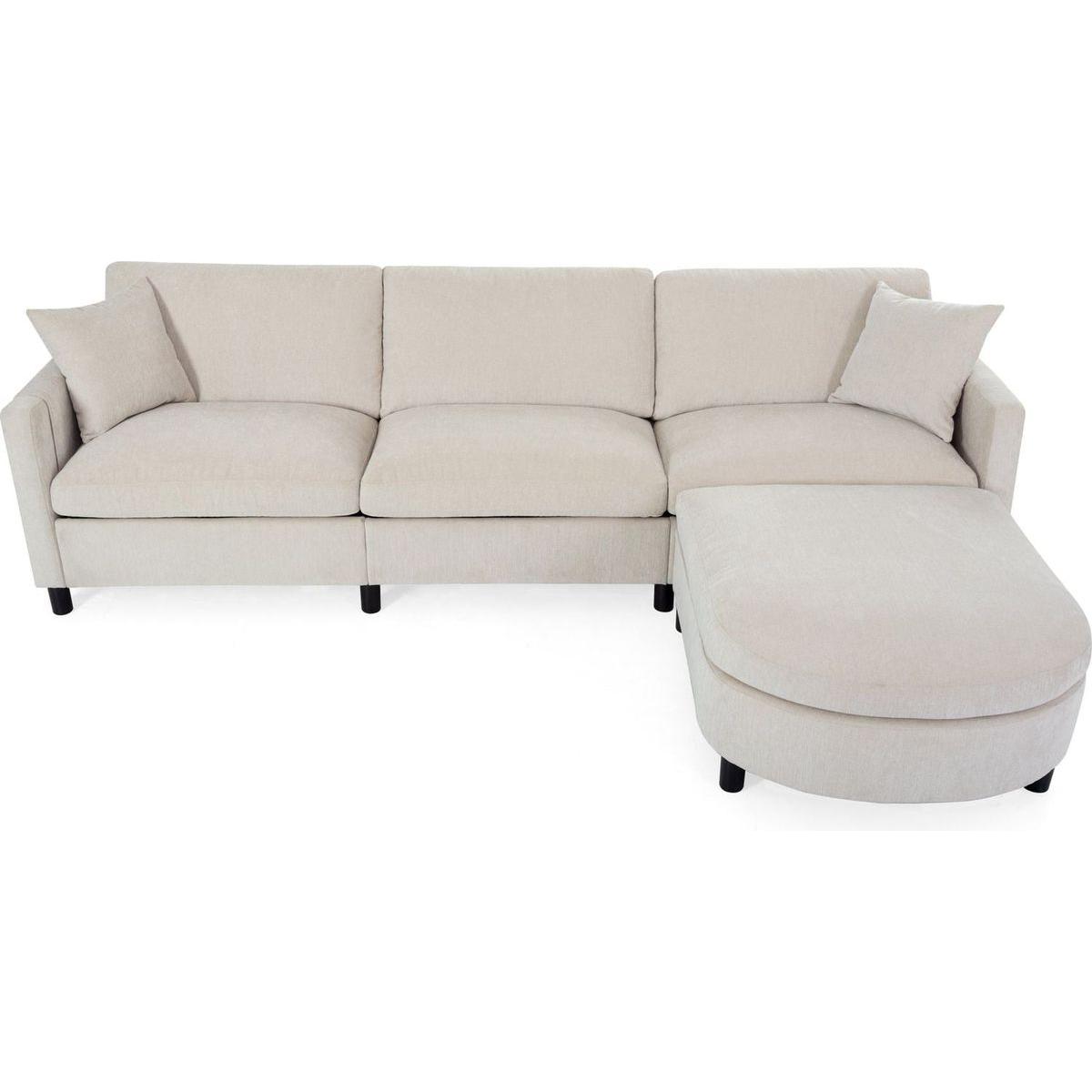 107.87'Sectional Sofa Couch With 1 Ottoman,Seat Cushion and Back Cushion Removable