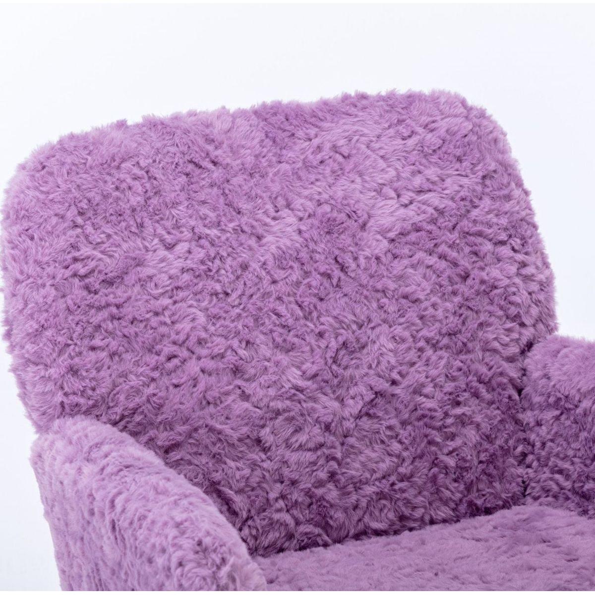 Office Chair,Artificial rabbit hair Home Office Chair with Golden Metal Base,Adjustable Desk Chair Swivel Office Chair,Vanity Chair(Violet) - Streamdale Furniture