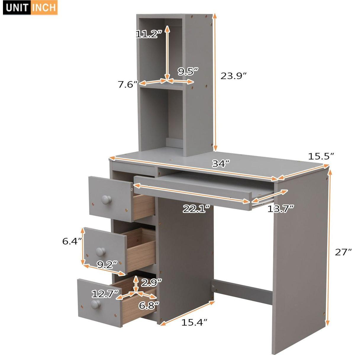 Twin Size Loft Bed with a Stand-alone Bed, Storage Staircase, Desk, Shelves and Drawers, Gray