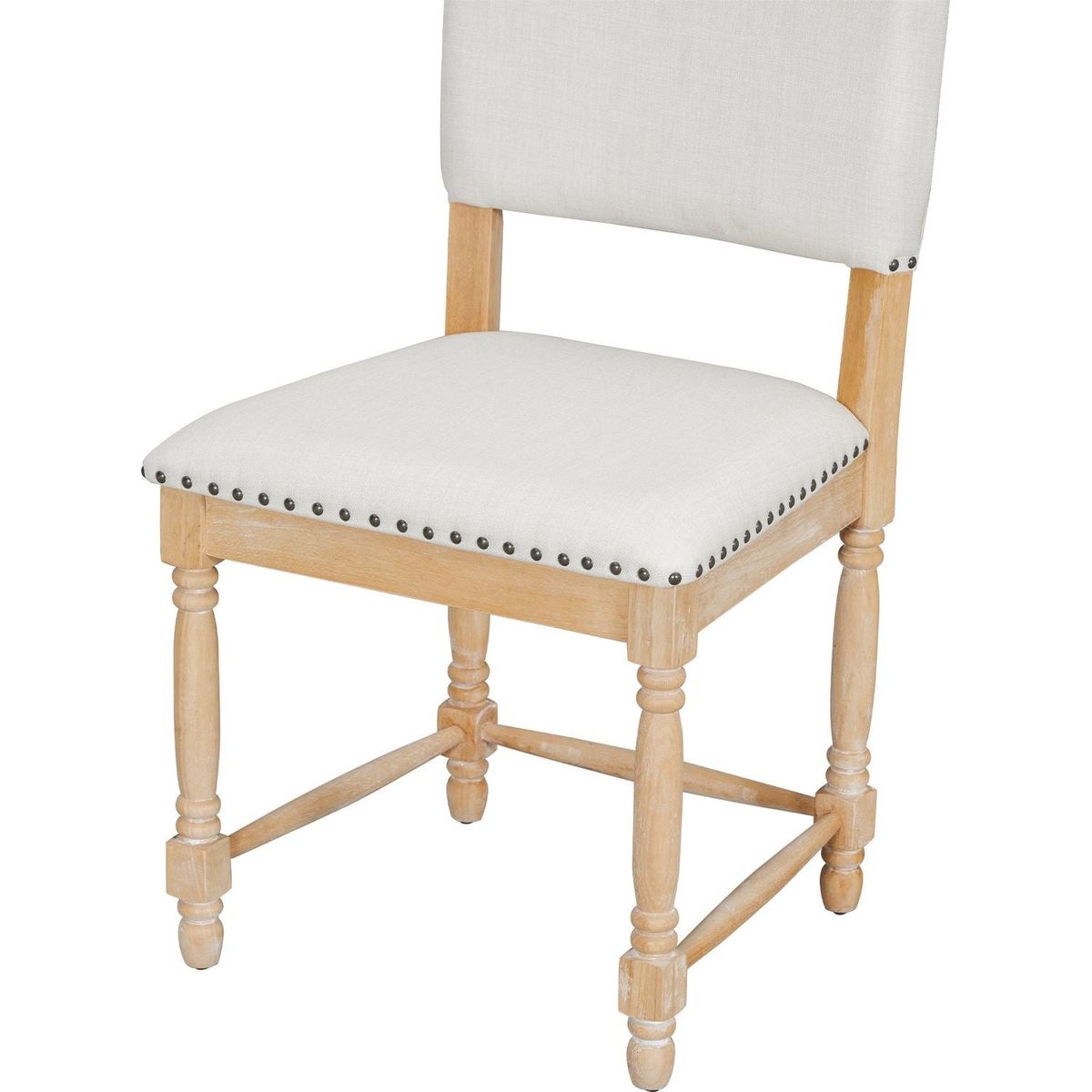 Vintage Traditional 2-Piece Upholstered Dining Chairs with Padded Backs, Natural