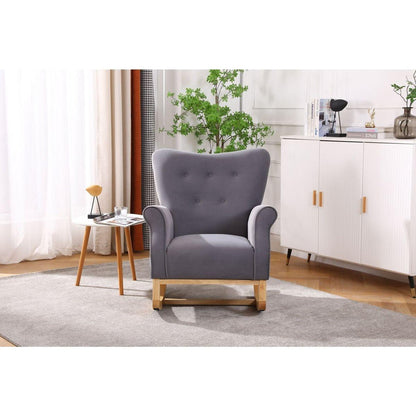 Modern Rocking Chair, Upholstered Accent Chair for Nursery, Playroom, Bedroom and Living Room, Small Contemporary Rocker, Kids Cushioned Arm Chair, Grey