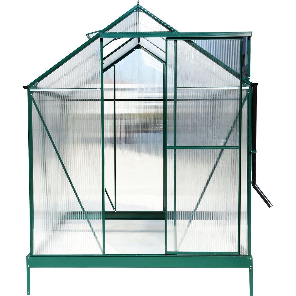 6.3'x6.2'x7' Polycarbonate Greenhouse, Heavy Duty Outdoor Aluminum Walk-in Green House Kit with Rain Gutter, Vent and Door for Backyard Garden, color green