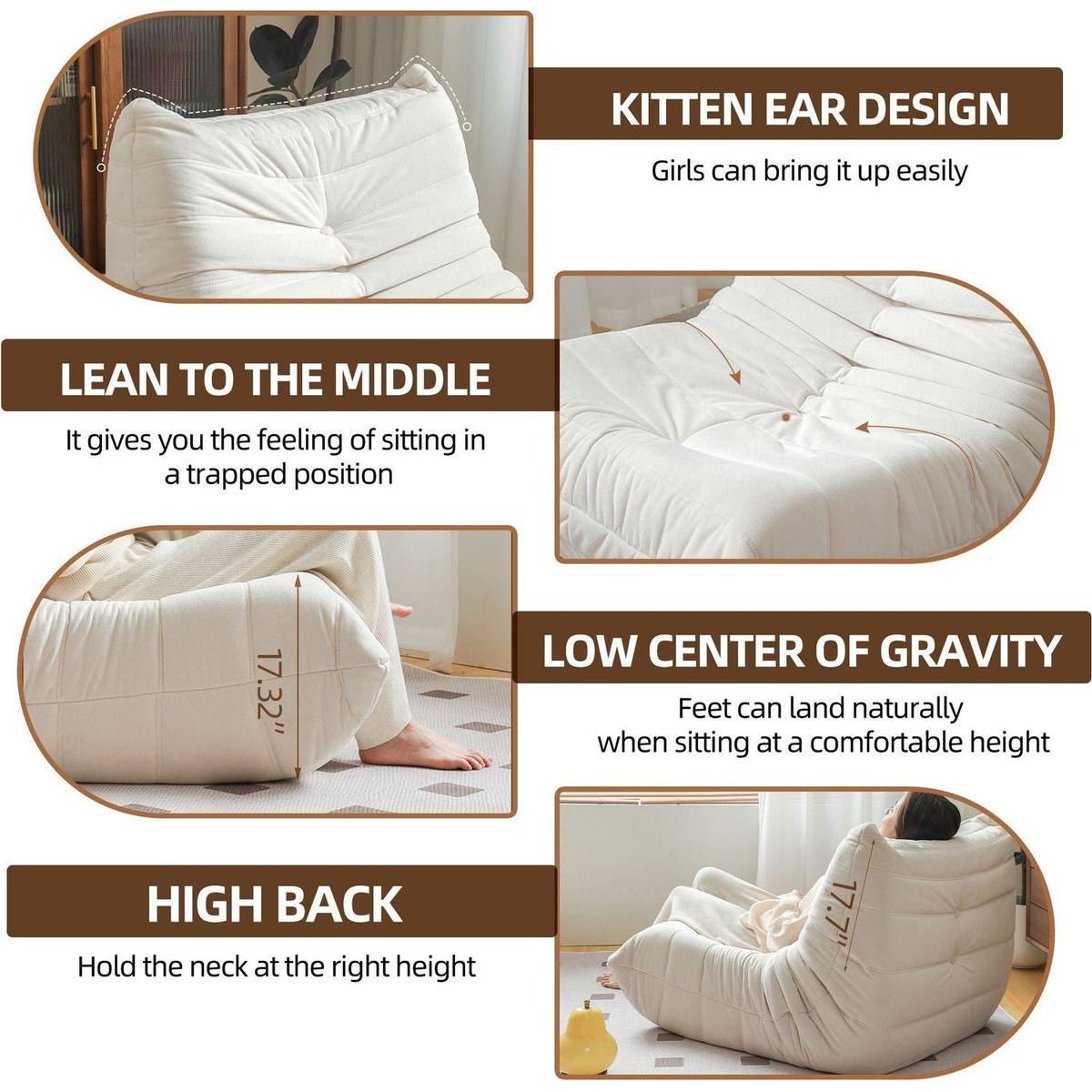 No Installation Bean Bag Chair Big Beanbag Chair for Adults Bean Bag Lounger Foam Chair for Home, Apartment, Living room or Gaming Venue Sofa in a box