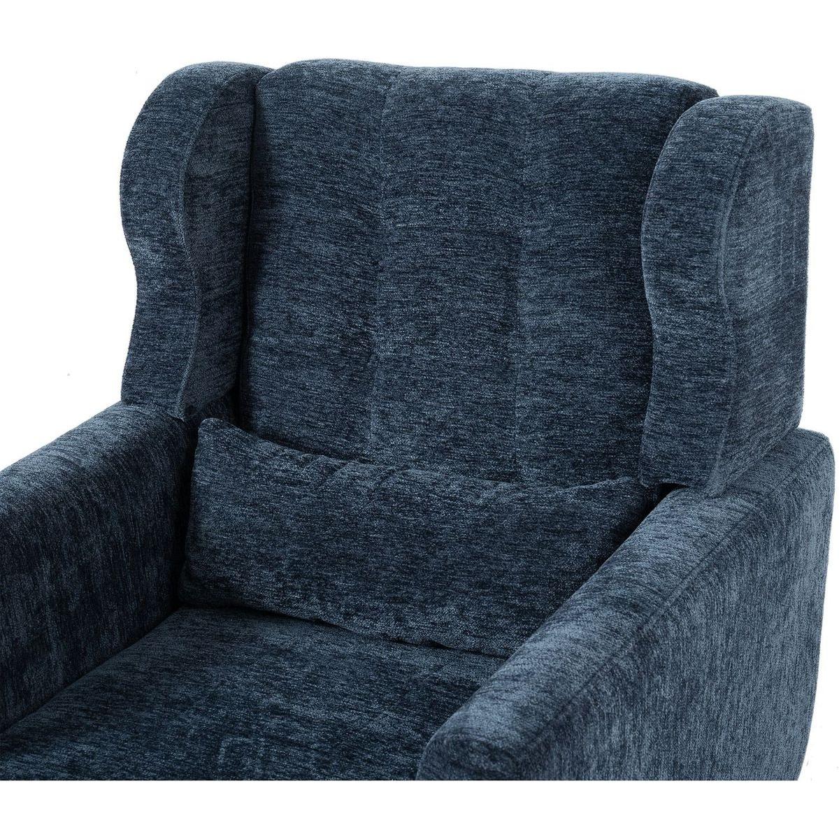 Modern Accent Chair Upholstered Foam Filled Living Room Chairs Comfy Reading Chair Mid Century Modern Chair with Chenille Fabric Lounge Arm Chairs Armchair for Living Room Bedroom (Dark Blue)