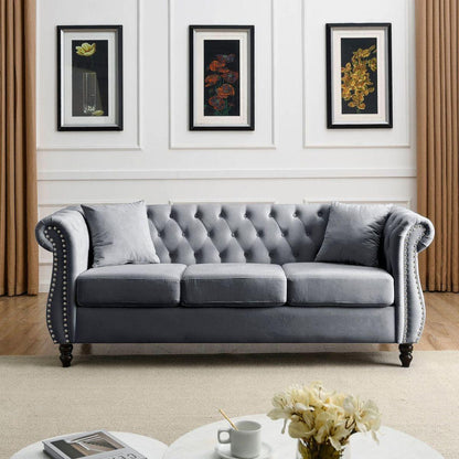 3-seater + 3-seater Combination sofa.Grey Velvet