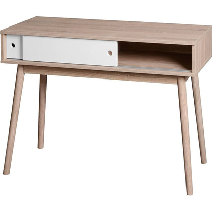 Entryway Table with 2 White Sliding Doors, Console Table with Storage Space and Wood Legs,Sofa Table Behind Couch for Hallway, Living Room, Natural Color