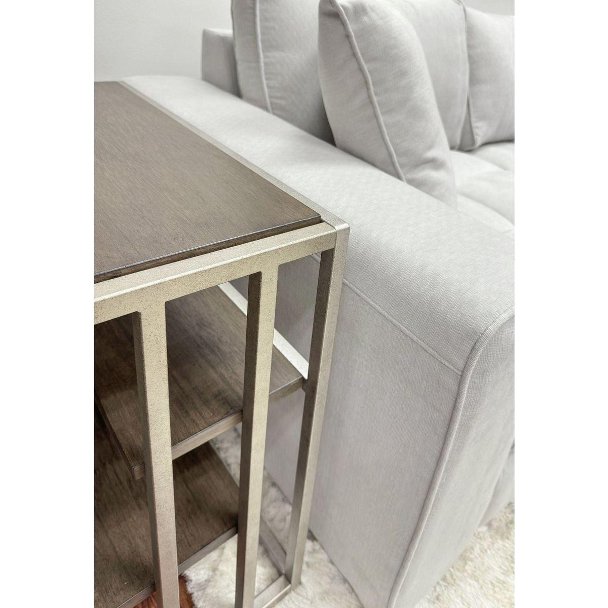 Padena Metal Frame Wood Living Room End Table with Shelf