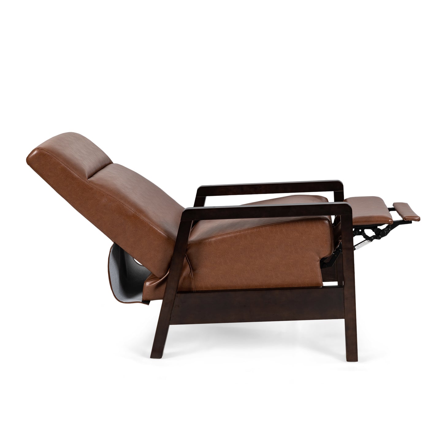 Faux Leather Upholstered Pushback Recliner Light Brown