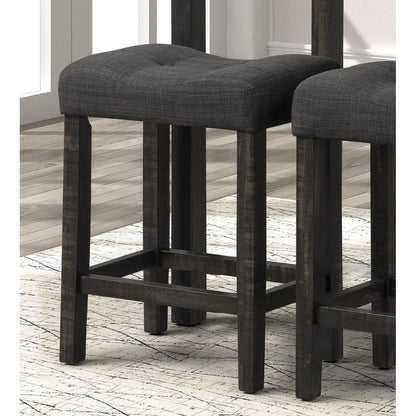 Sora Button Tufted Counter Height Saddle Stool, Set of 2, Gray