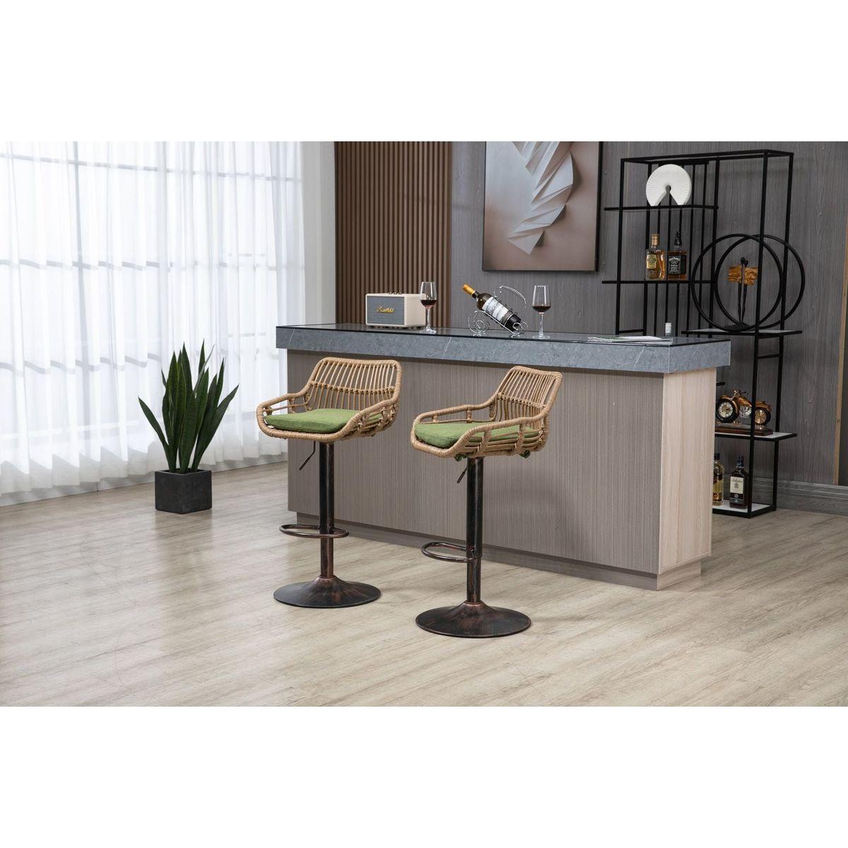 Swivel Bar Stools Set of 2 Adjustable Counter Height Chairs with Footrest for Kitchen, Dining Room 2PC/SET