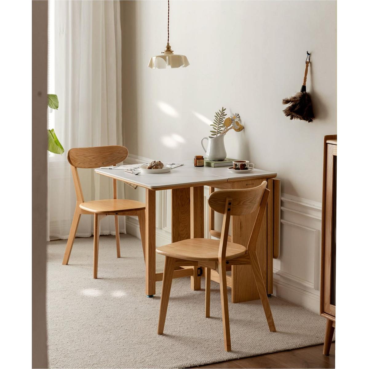 Dining chair wooden FAS grade oak natural wood made in North America 100% dirt-free wood chair solid chair table chair wooden living room chair simple and natural 46.5 x 54 x 80cm (4 pcs/box)