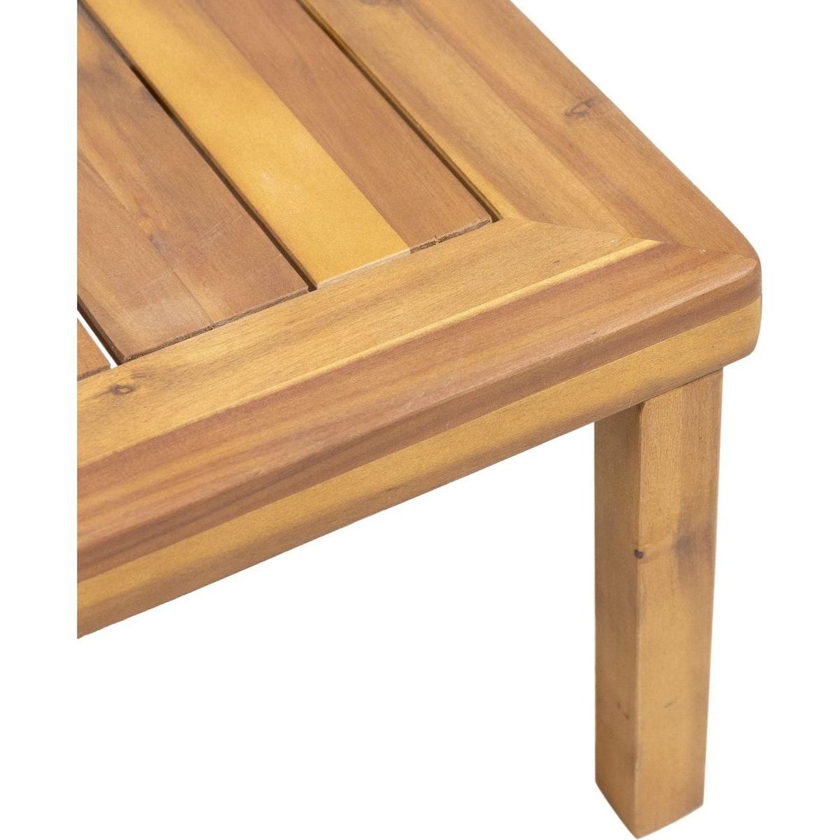 Teak Acacia Wood Loveseat and Coffee Table Set with Cream Cushions