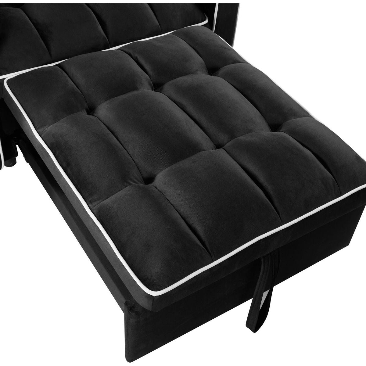 Convertible Sleeper Chair Sofa Bed Adjustable Pull Out Sleeper Chair Bed Multi-Pockets Folding Sofa Bed for Living Room Bedroom Small Space,3-in-1 Sofa Bed, (Black)