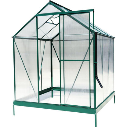 6.3'x6.2'x7' Polycarbonate Greenhouse, Heavy Duty Outdoor Aluminum Walk-in Green House Kit with Rain Gutter, Vent and Door for Backyard Garden, color green