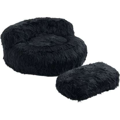 Bean Bag Chair Faux fur Lazy Sofa /Footstool Durable Comfort Lounger High Back Bean Bag Chair Couch for Adults and Kids, Indoor