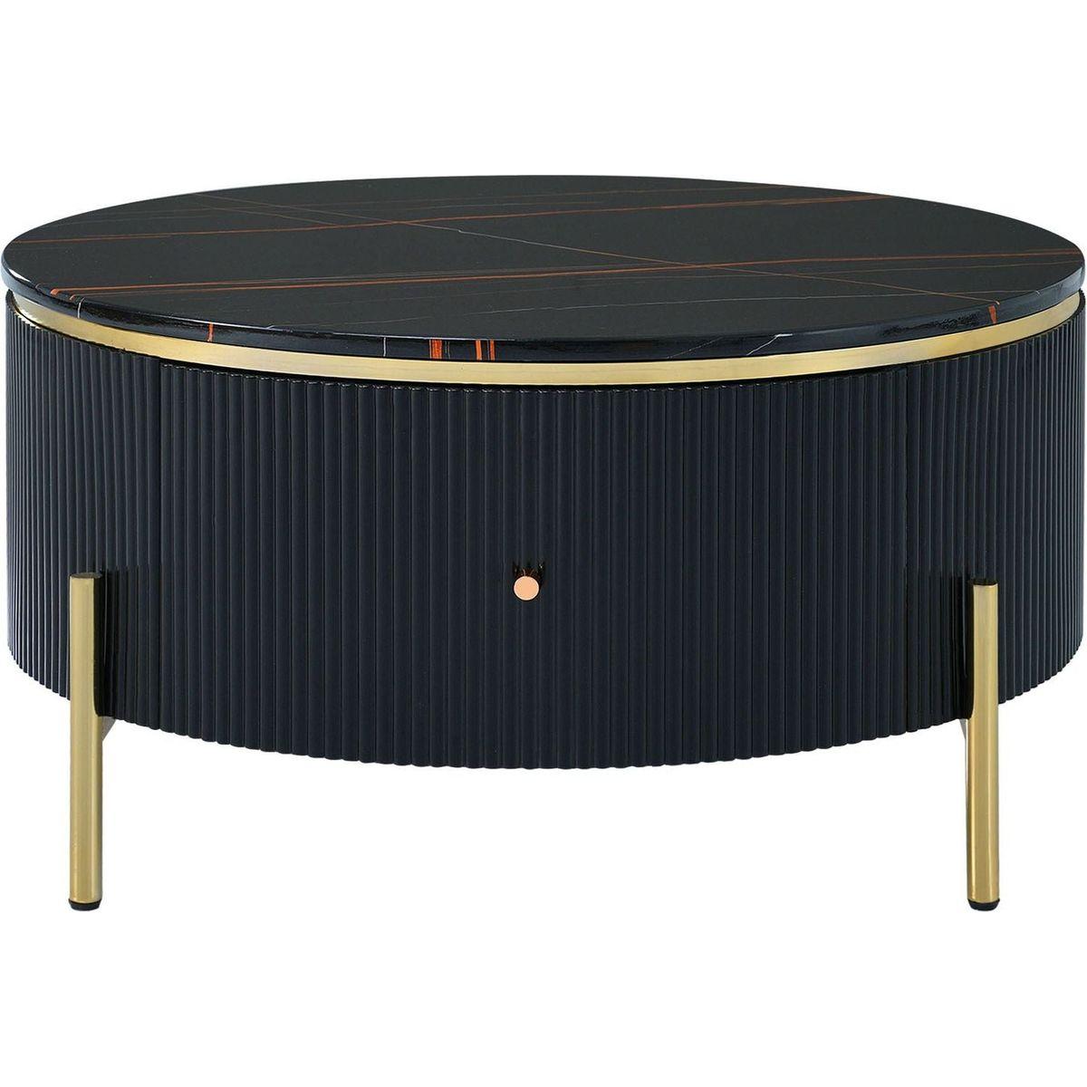 Modern Round Coffee Table with 2 large Drawers Storage Accent Table(31.5")