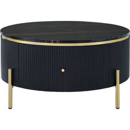 Modern Round Coffee Table with 2 large Drawers Storage Accent Table(31.5")