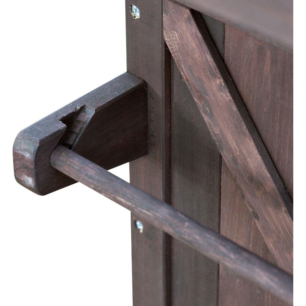 Outdoor Kitchen Island, Rolling Bar Cart & Storage Cabinet, Farmhouse Solid Wood Outdoor Grill Table with Stainless Steel Top, Spice Rack, Towel Rack for Kitchen & Barbecue, Dark Brown