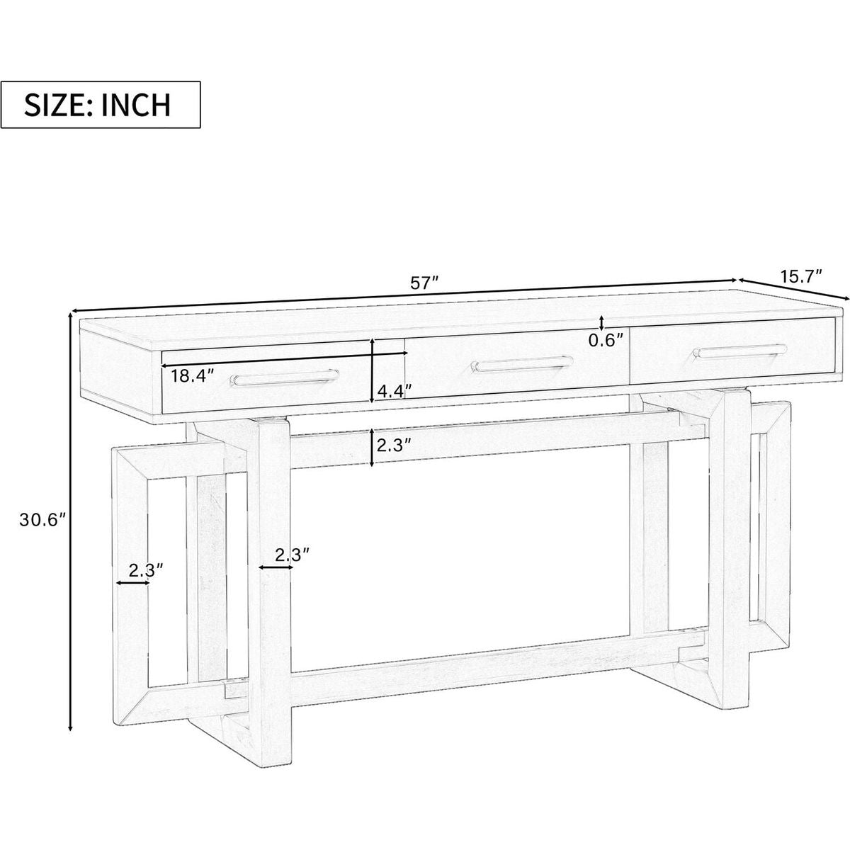 Elegant Console Table with Three Drawers, Extra Long Entryway Table for Entryway, Hallway, Living Room, Foyer, Corridor
