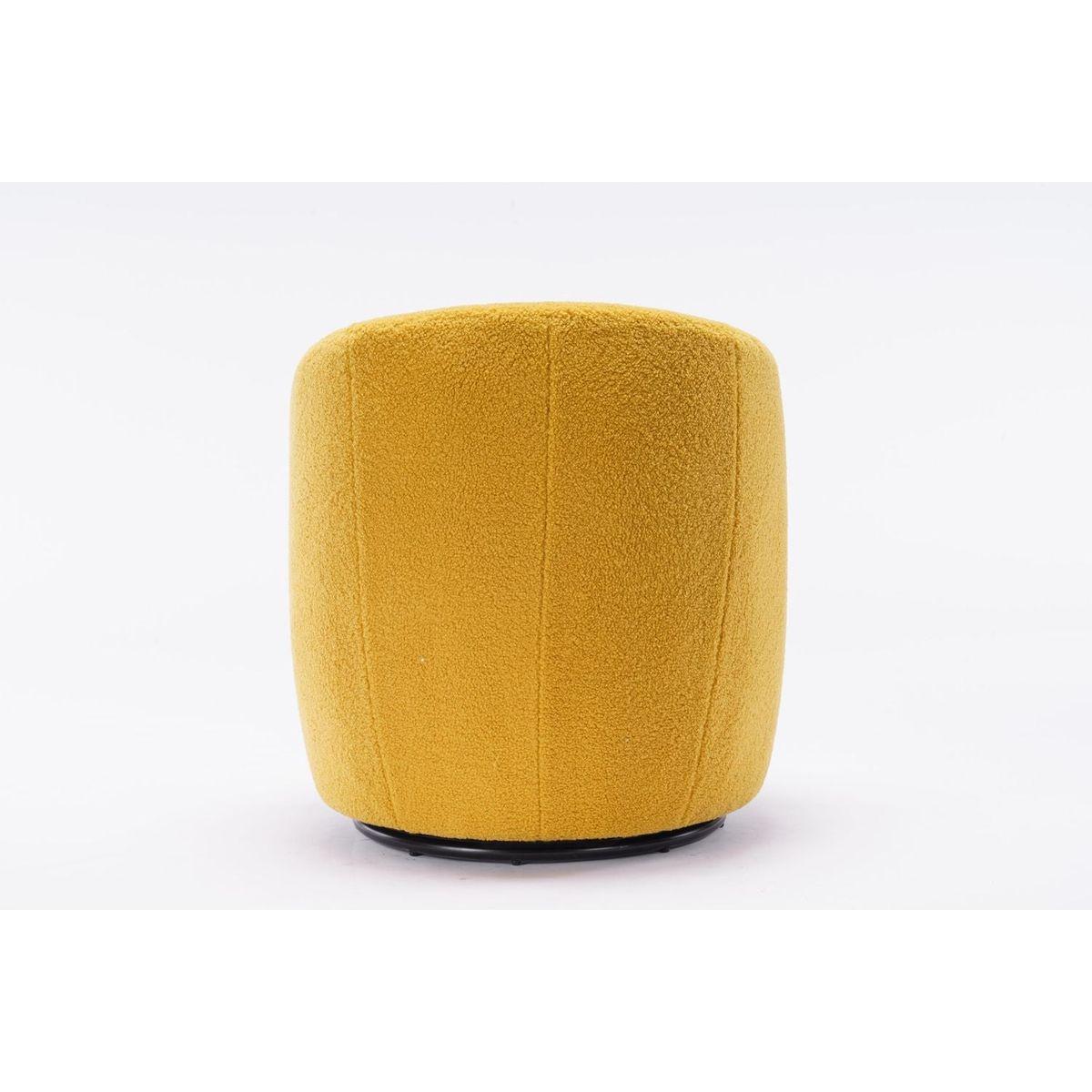 Teddy Fabric Swivel Accent Armchair Barrel Chair With Black Powder Coating Metal Ring,Yellow