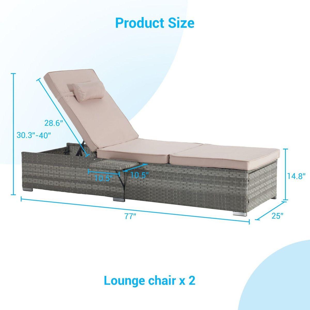 OUTDOOR SOFA PE RATTAN FURNITURE DECK CHAIR GRAY RATTAN