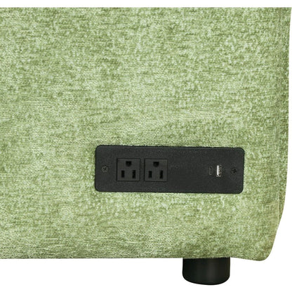 82.67"Convertible Sofa Bed Sectional Sofa Sleeper L-shaped Sofa with a Storage Ottoman,Two Pillows, Two Power Sockets and Two USB Ports for Living Room, Green