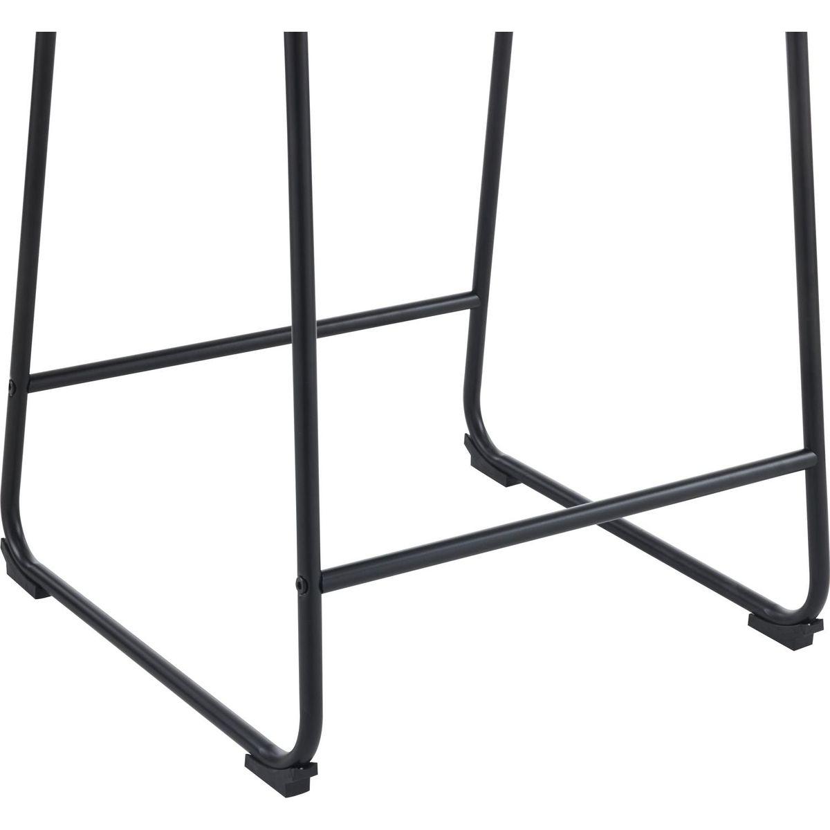 (Set of 2) Vintage Style 24-Inch Armless Industrial Faux Leather Counter Stool with Metal Legs and Footrest for Kitchen Island, Cafe, Pub, Bar Counter, Cream and Black