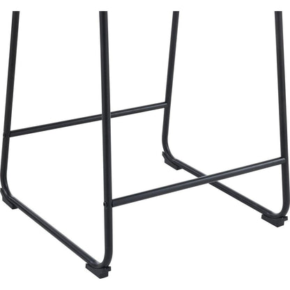 (Set of 2) Vintage Style 24-Inch Armless Industrial Faux Leather Counter Stool with Metal Legs and Footrest for Kitchen Island, Cafe, Pub, Bar Counter, Cream and Black