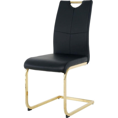 Modern Dining Chairs with Faux Leather Padded Seat Dining Living Room Chairs Upholstered Chair with gold Metal Legs Design for Kitchen, Living, Bedroom, Dining Room Side Chairs Set of 2