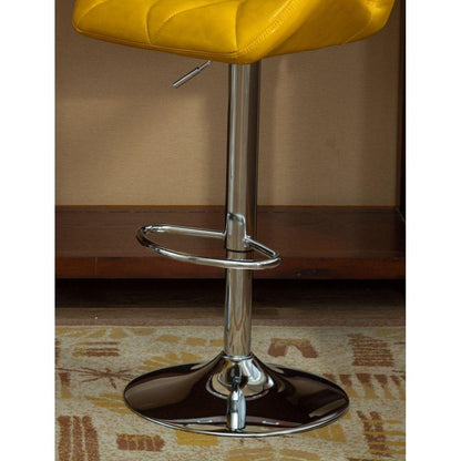 Glasgow Contemporary Tufted Adjustable Height Hidraulic Bar Stools, Set of 2, Yellow