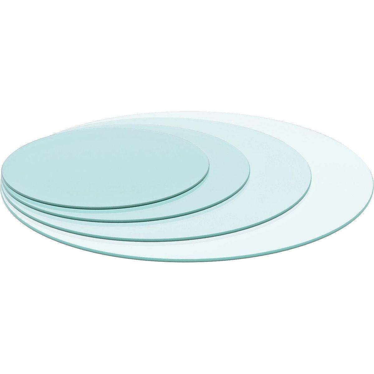 24" Inch Round Tempered Glass Table Top Clear Glass 1/4" Inch Thick Round Polished Edge